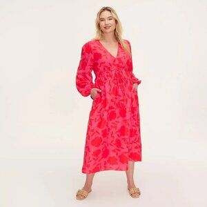 Kate Spade x Target Classic Rose Linen Midi Dress Pink/Red NWT NWT
